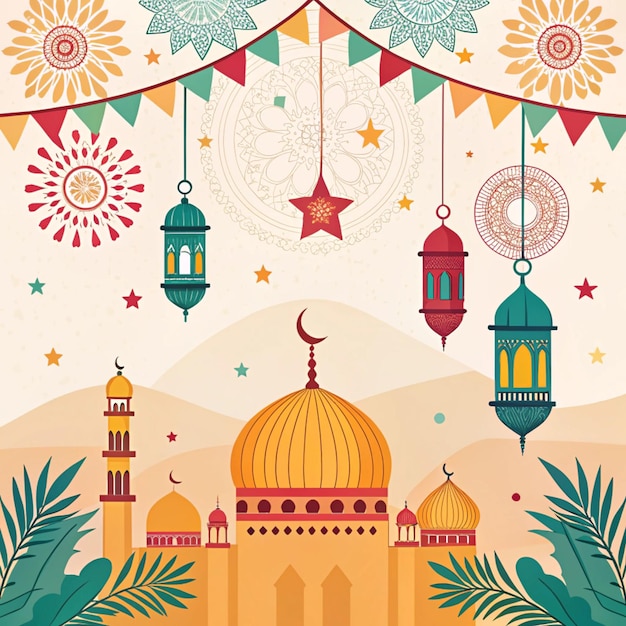 Arabische Ornamentele Patroon Achtergrond van Islamitische Moskee Ontwerp Greeting Card voor Ramadan Kareem
