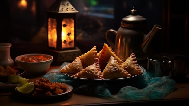 Arabische Sambusa Ramadan voedsel voor Suhoor en Iftar maaltijden