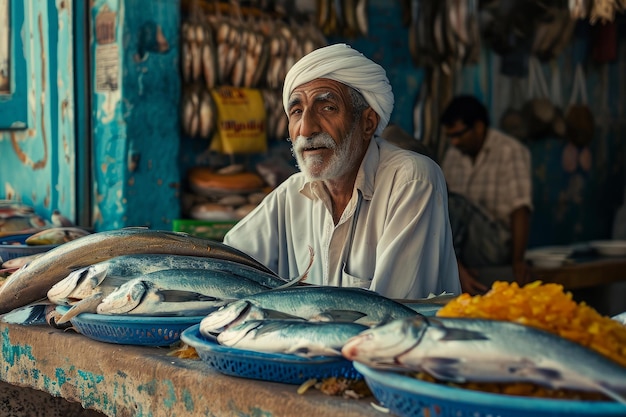 Arabische visverkopersmarkt Genereren ai