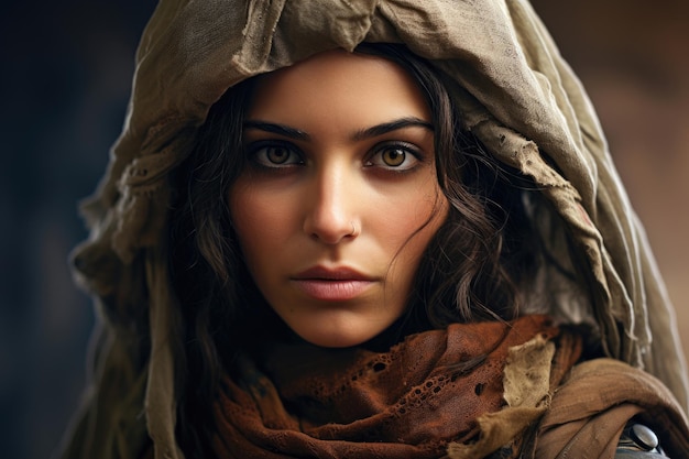 아랍 아랍 여성 군인의 이스라엘 전쟁 초상화