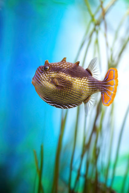 Aracana ornata zeevissen in een aquarium