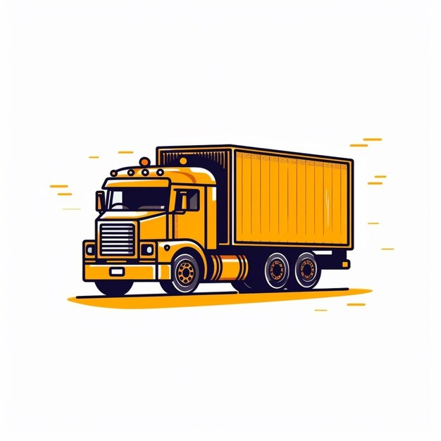 Photo araf truck with a yellow trailer driving on a white background generative ai