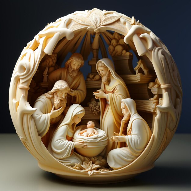 arafed afbeelding van een kerststal met een baby jezus in een kribbe generatieve ai