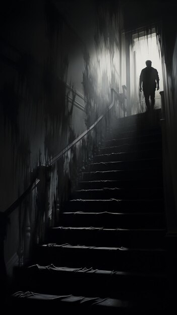 Arafed afbeelding van een man die een trap oploopt generatieve ai