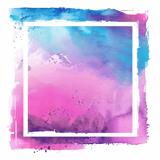 arafed afbeelding van een vierkant frame met een roze en blauwe waterverf achtergrond generatieve ai