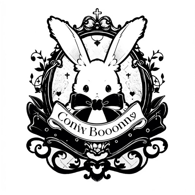 Foto arafed afbeelding van een zwart-wit logo met een konijn generatieve ai