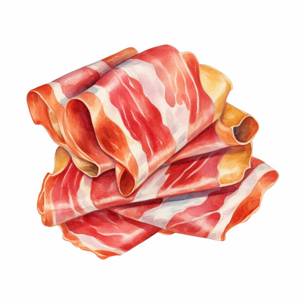 Foto bacon affilato avvolto in strisce di bacon su uno sfondo bianco