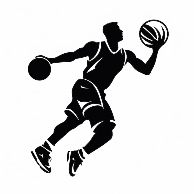 空中にボールを持つアラフェドのバスケットボール選手生成AI