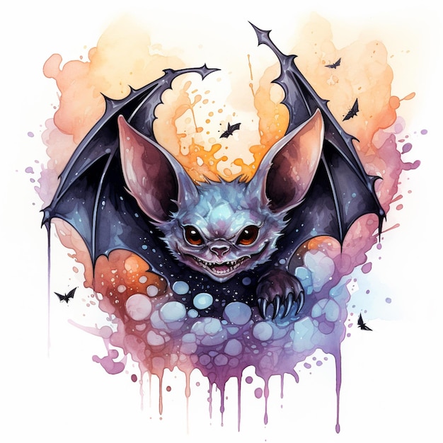 arafed bat with spooky eyes and sharp fangs generative ai