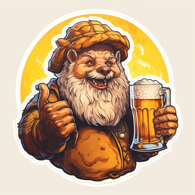 Photo arafed bearded man with a beer in his hand generative ai