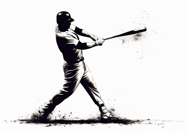 Foto arafed beeld van een honkbalspeler die een knuppel zwaait generatieve ai