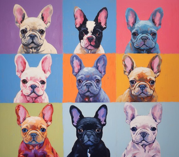 arafed beeld van een schilderij van een groep honden generatieve ai