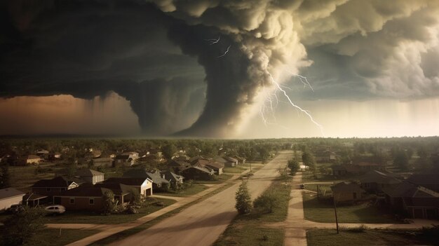 Arafed beeld van een tornado wolk met een bliksem in de lucht generatieve ai