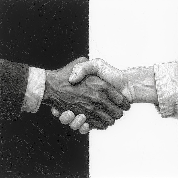 Arafed beeld van twee handen die elkaar schudden in een zwart-wit foto Hand Stock Photos