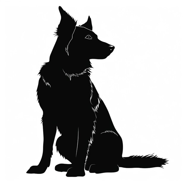 Photo arafed black dog sitting on the ground with a white background generative ai