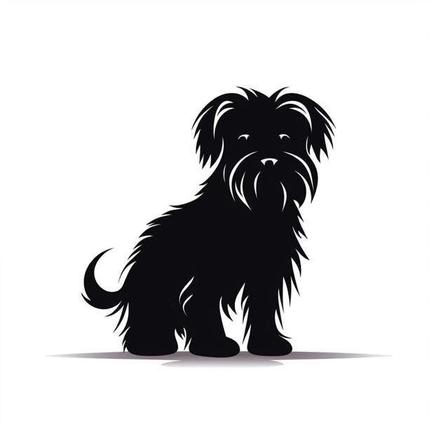 Photo arafed black dog sitting on a white background with a shadow generative ai