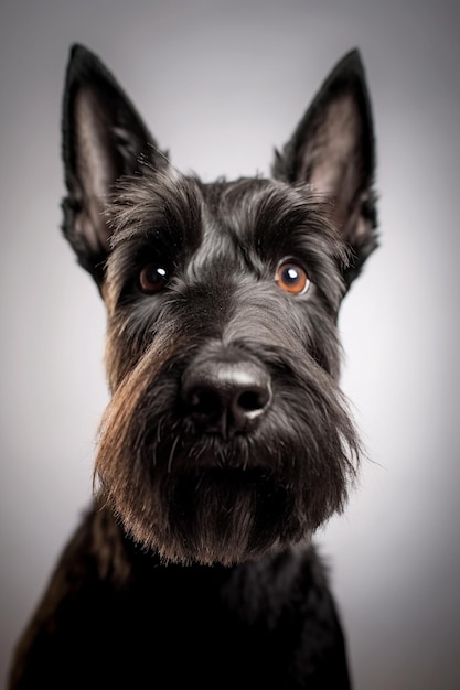 Arafed black dog with a brown nose and a black coat generative ai