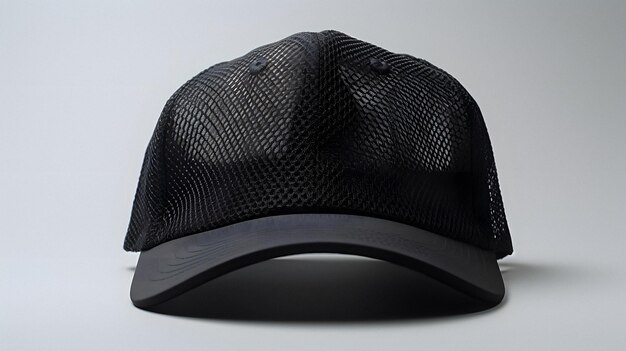 arafed black hat with a mesh back and a black visor Generative AI