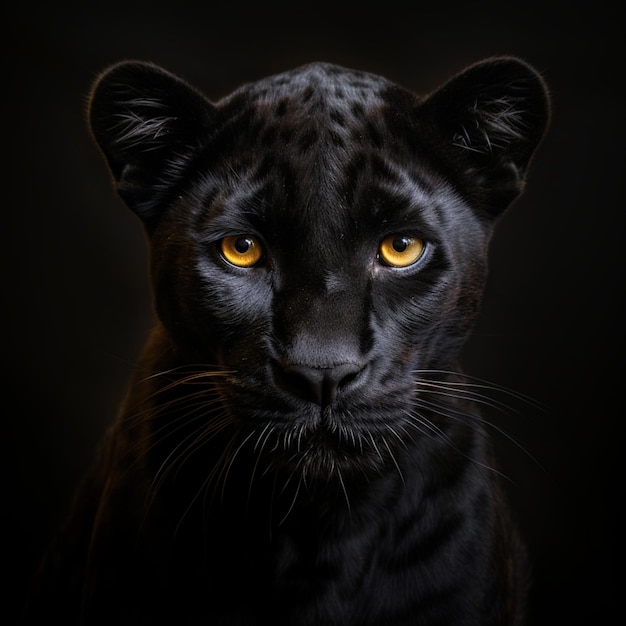 アラフェッド・ブラック・レオパード (Arafed black leopard) は黄色い目で暗の中に生息している