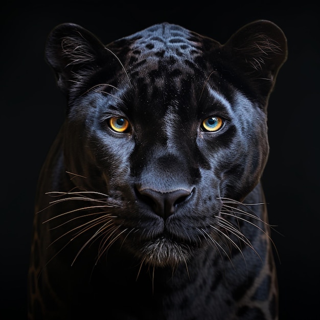 arafed black leopard with yellow eyes looking at the camera generative ai