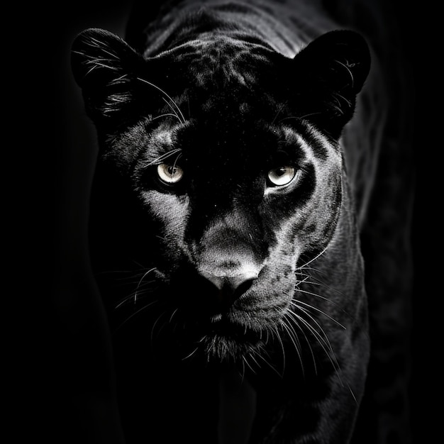 Arafed black panther in the dark looking at the camera generative ai