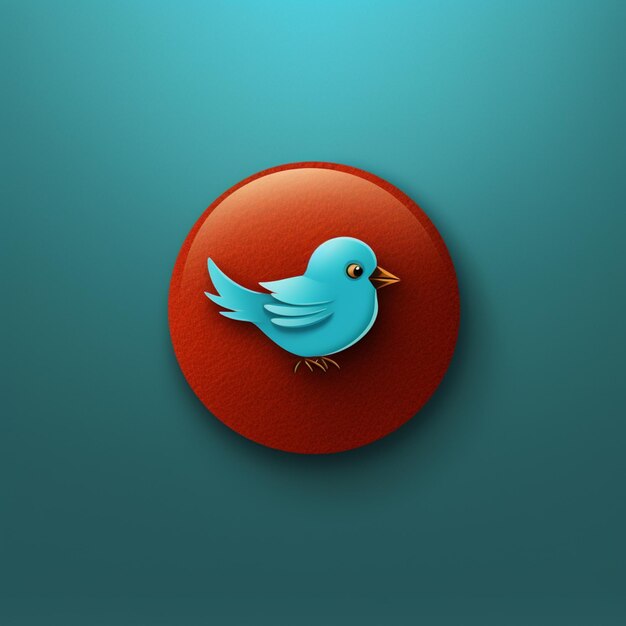 Arafed blue bird sitting on a red button on a blue background AI Generative