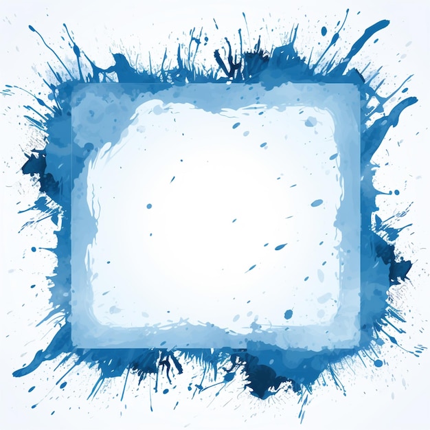 Photo arafed blue ink splatter frame with a white background generative ai
