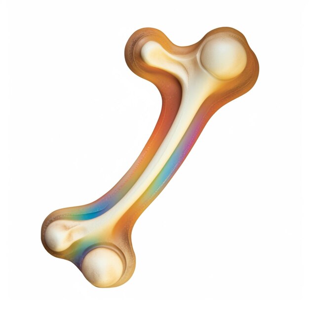 Photo arafed bone with a rainbow colored coating on it generative ai