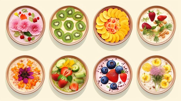 arafed bowls of different types of fruit and vegetables in them generative ai