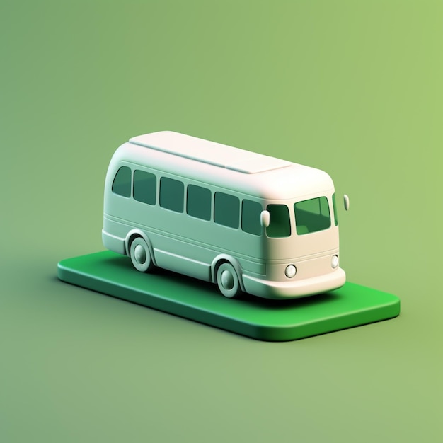 Foto autobus arafed su una superficie verde con uno sfondo verde ai generativo