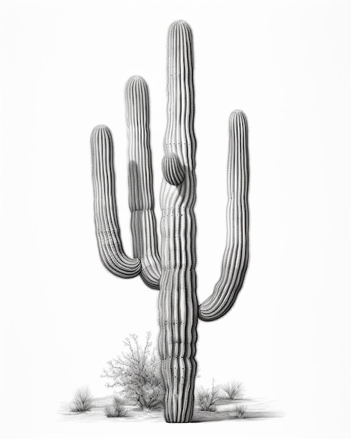 arafed cactus in the desert with a white background generative ai