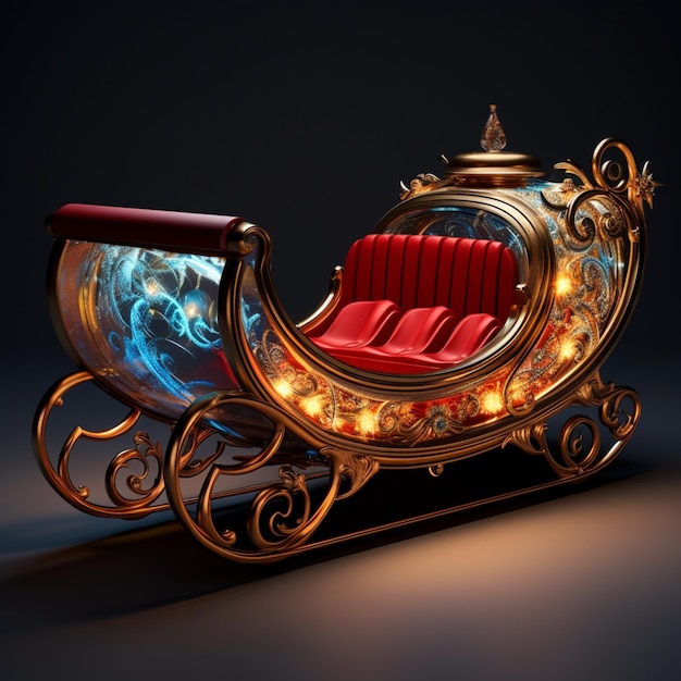 arafed carriage with a red seat and gold trim generative ai