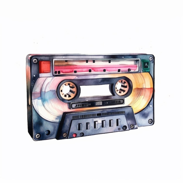 Arafed cassette player with a colorful design on it generative ai