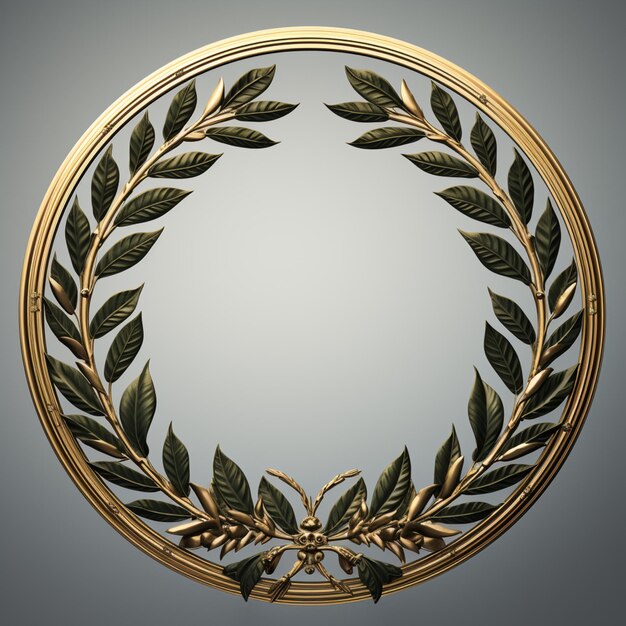 arafed circular gold frame with leaves and a bow generative ai