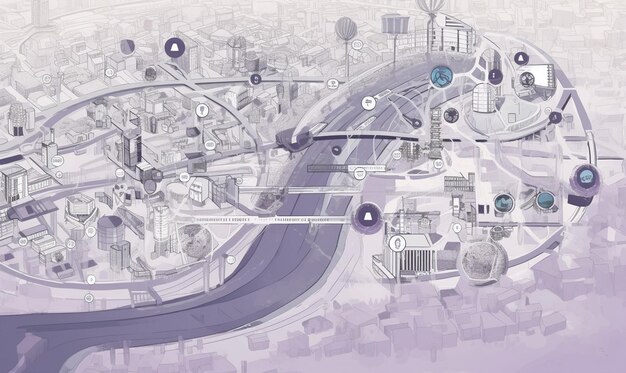 arafed city map with a lot of different locations and symbols generative ai