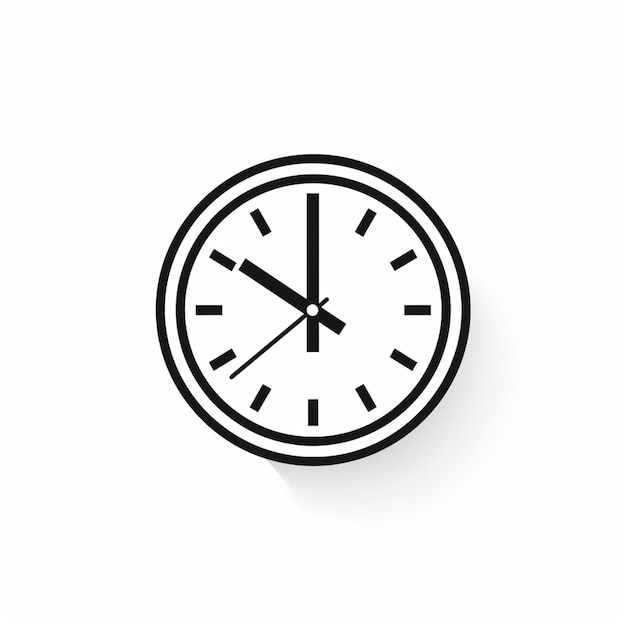 Фото Арафированные часы с черными стрелками и белыми цифрами на белом фоне генеративный ии