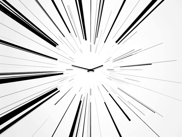 Photo arafed clock with black and white lines on a white background