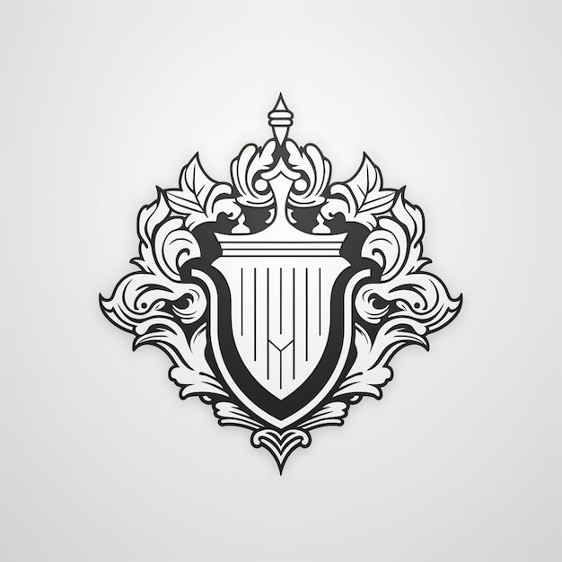 白い背景に盾と王冠を掲げたアラフェッドの紋章 (generative ai)