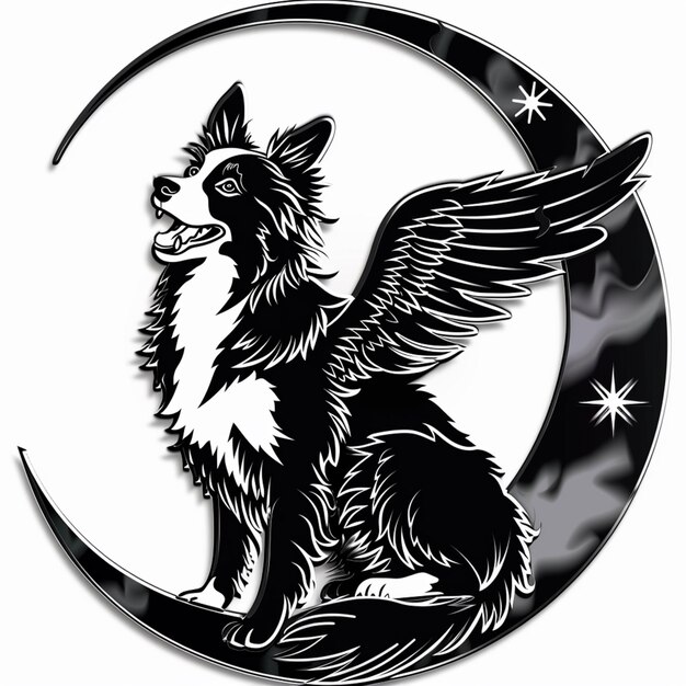 arafed dog sitting on the moon with wings in the shape of a dog generative ai