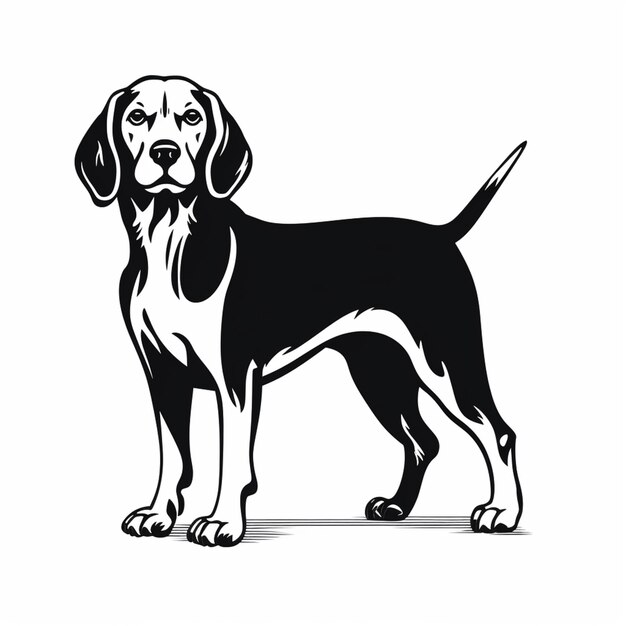 Photo arafed dog standing on a white background with a black and white image generative ai