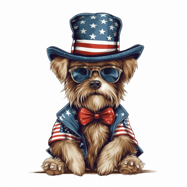 Arafed dog wearing a hat and sunglasses with a bow tie generative ai