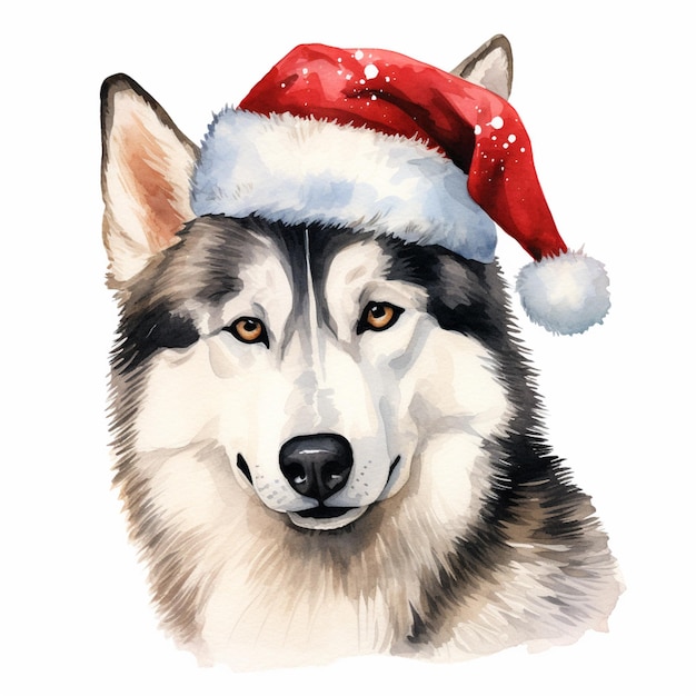 arafed dog wearing a santa hat with a white background generative ai