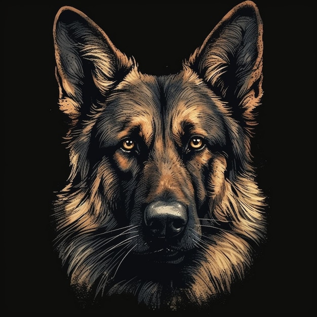 arafed dog with a black background and a brown face generative ai