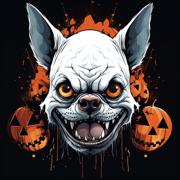 Photo arafed dog with halloween pumpkins and jack o lantern generative ai