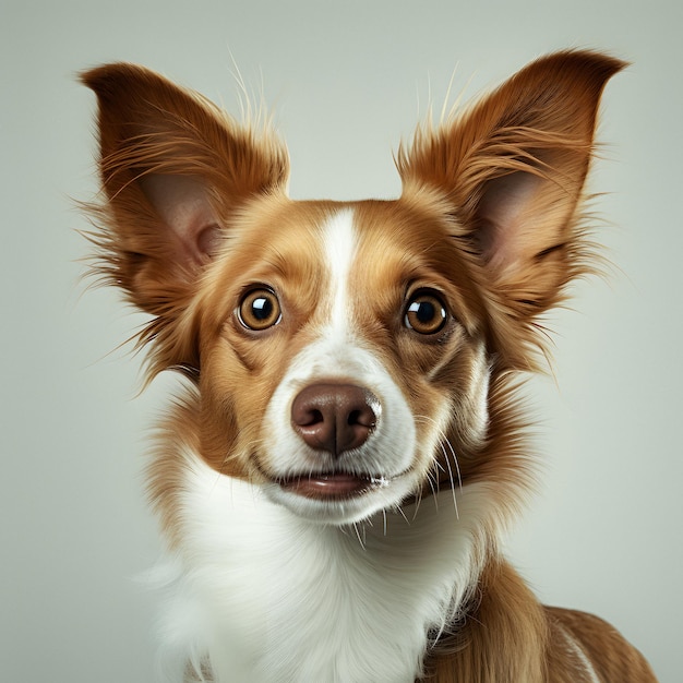 arafed dog with long ears and a white collar looking at the camera Generative AI