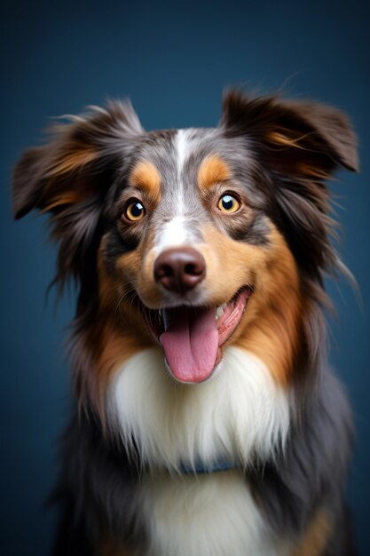 長い舌と満面の笑みを浮かべたアラフェド犬の生成 AI