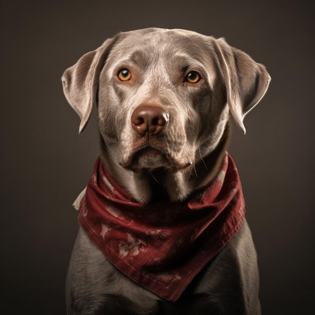 Arafed dog with a red bandanna on his neck generative ai