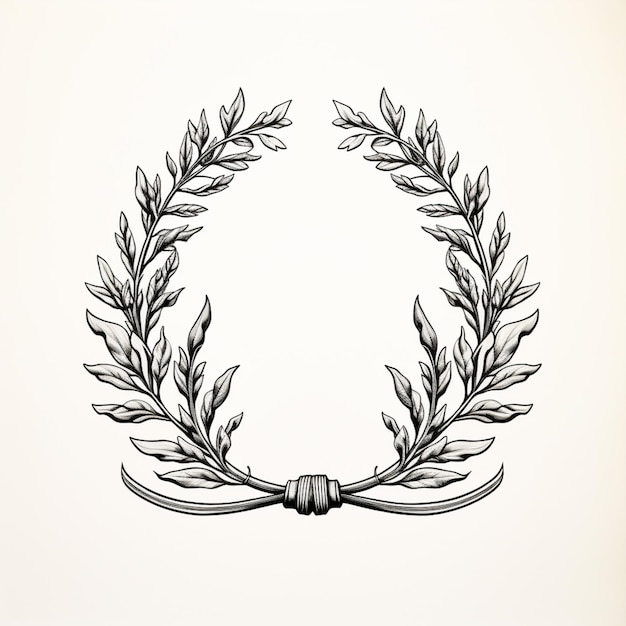 arafed drawing of a laurel wreath with a ribbon generative ai