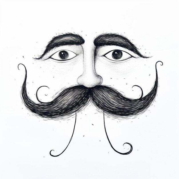 Photo arafed drawing of a man with a mustache and a mustache generative ai