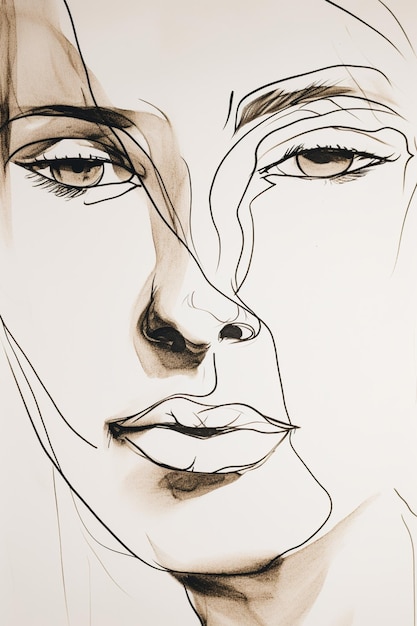 Фото Арафированный рисунок женского лица с слезой, выходящей из носа